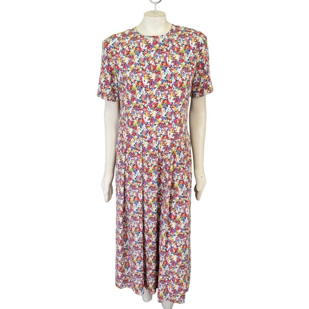 VTG 90s TALBOTS Bright Multicolor Floral Maxi Dress  Cottagecore  SZ 10